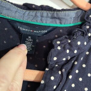 Tommy Hilfiger Dark Blue Blouse with Cream Dots